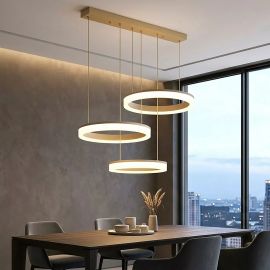 Pendule, Lustre suspendate - Lustra LED liniara cu 3 inele suspendate, Lumen Rings
