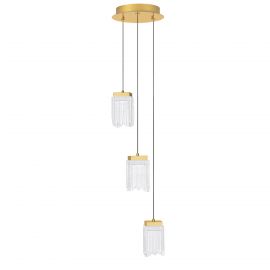 Pendule, Lustre suspendate - Lustra cu 3 pendule LED alama aurie VANCE