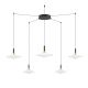 Pendule, Lustre suspendate - Lustra cu 5 pendule LED alama aurie si sticla alba, DIAZ