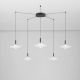 Pendule, Lustre suspendate - Lustra cu 5 pendule LED alama aurie si sticla alba, DIAZ