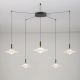 Pendule, Lustre suspendate - Lustra cu 5 pendule LED alama aurie si sticla alba, DIAZ