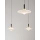 Pendule, Lustre suspendate - Lustra cu 5 pendule LED alama aurie si sticla alba, DIAZ