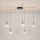Pendule, Lustre suspendate - Lustra cu 5 pendule LED alama aurie si sticla alba, DIAZ