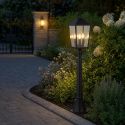 Stalp exterior din otel negru si sticla, protectie IP44 Lantern
