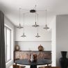 Lustra cu 5 pendule LED alama aurie si sticla fumurie, DIAZ