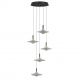 Pendule, Lustre suspendate - Lustra cu 5 pendule LED alama aurie si sticla fumurie, DIAZ
