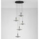 Pendule, Lustre suspendate - Lustra cu 5 pendule LED alama aurie si sticla fumurie, DIAZ