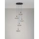 Pendule, Lustre suspendate - Lustra cu 5 pendule LED alama aurie si sticla fumurie, DIAZ