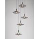 Pendule, Lustre suspendate - Lustra cu 5 pendule LED alama aurie si sticla fumurie, DIAZ