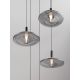 Pendule, Lustre suspendate - Lustra cu 5 pendule LED alama aurie si sticla fumurie, DIAZ