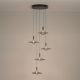 Pendule, Lustre suspendate - Lustra cu 5 pendule LED alama aurie si sticla fumurie, DIAZ
