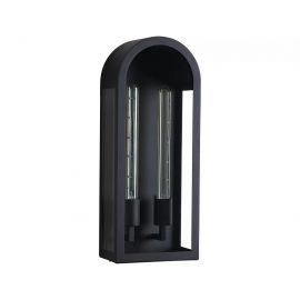 Aplica perete exterior din aluminiu negru si sticla, protectie IP44 Lantern