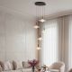 Pendule, Lustre suspendate - Lustra cu 5 pendule LED alama aurie si sticla alba, DIAZ