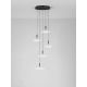 Pendule, Lustre suspendate - Lustra cu 5 pendule LED alama aurie si sticla alba, DIAZ