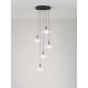 Pendule, Lustre suspendate - Lustra cu 5 pendule LED alama aurie si sticla alba, DIAZ