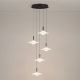 Pendule, Lustre suspendate - Lustra cu 5 pendule LED alama aurie si sticla alba, DIAZ
