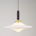 Pendul LED alama aurie si sticla alba, DIAZ