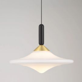 Pendule, Lustre suspendate - Pendul LED alama aurie si sticla alba, DIAZ