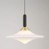 Pendul LED alama aurie si sticla alba, DIAZ