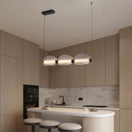 Pendule, Lustre suspendate - Lustra liniara pentru Mesa Dining sau Insula Bucatarie, NOIR LED