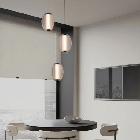 Pendule, Lustre suspendate - Lustra moderna cu 3 pendule NOIR LED