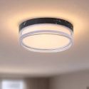Mini Plafoniera diametru 23cm, Button LED iluminat baie IP65 negru marmorat