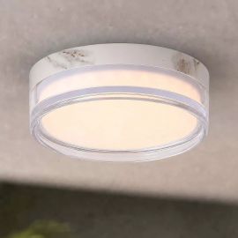Iluminat pentru baie - Mini Plafoniera diametru 23cm, Button LED iluminat baie IP65 alb marmorat