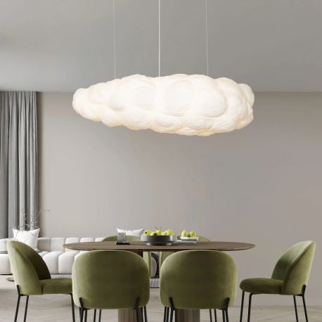 Pendule, Lustre suspendate - Lustra decorativa Cloud 150cm, realizat manual din matase artificiala si bumbac