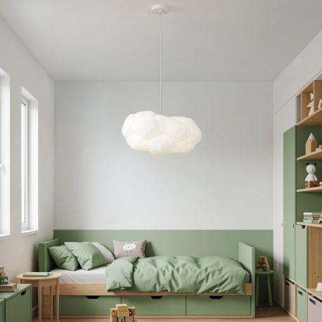 Iluminat pentru copii - Lustra decorativa Cloud 50cm, realizat manual din matase artificiala si bumbac