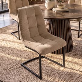 Set de 2 scaune tip consola, catifea raiata taupe MIAMI