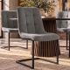 Seturi scaune, HoReCa - Set de 2 scaune tip consola, catifea raiata gri MIAMI