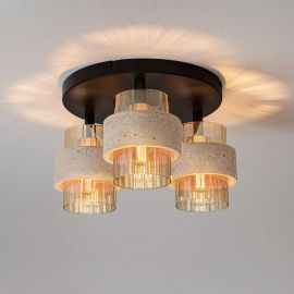 Lustre aplicate - Lustra tavan din travertin si sticla chihlimbar MELONY