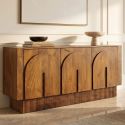 Bufet ARCADIA 160cm din lemn de mango maro cu 3 fronturi arcuite