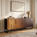 Comoda SHADES 180cm cu usi multicolore, lemn de mango, design 3D