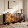 Comoda SHADES 180cm cu usi multicolore, lemn de mango, design 3D