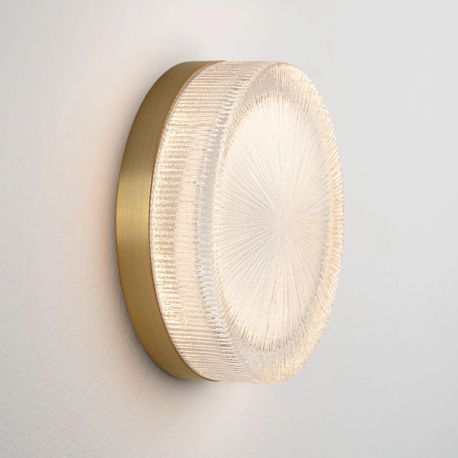 Aplice, corpuri de iluminat pentru pereti - Aplica de perete LED, metal alama aurie si sticla CARLA 16cm