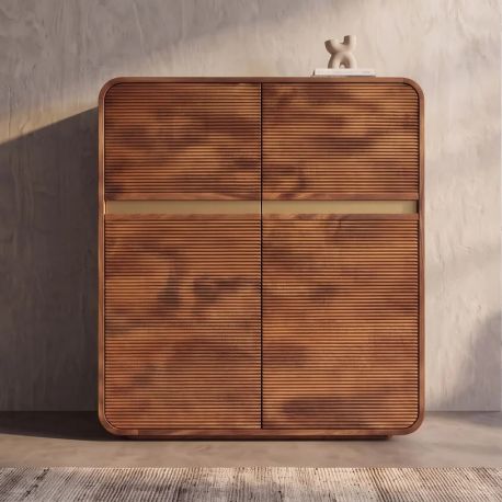 Comode - Comoda inalta MONZA 120cm lemn de mango ondulat si detalii aurii