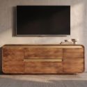 Comoda TV MONZA 160cm lemn de mango ondulat si detalii aurii