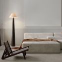 Lampa de podea din furnir maro si tesatura boucle MOKU