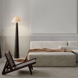Lampadare - Lampa de podea din furnir maro si tesatura boucle MOKU