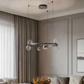 Pendule, Lustre suspendate - Lustra circulara iluminat LED, CELSO argintiu/ transparent/ fumuriu