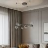 Lustra circulara iluminat LED, CELSO argintiu/ transparent/ fumuriu