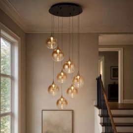 Pendule, Lustre suspendate - Lustra cu 8 pendule LED casa scarii Alchemy H-300cm