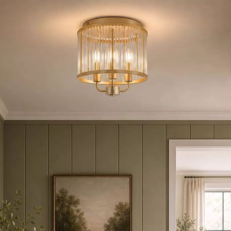 Lustre aplicate - Lustra aplicata din metal auriu si tije din sticla, 3Lt Premium