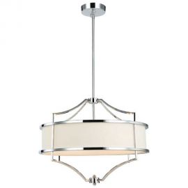 Candelabre, Lustre - Lustra suspendata din metal cromat si tesatura crem Stesso M