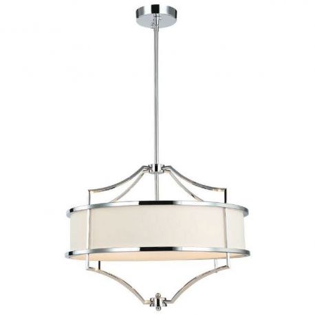 Candelabre, Lustre - Lustra suspendata din metal cromat si tesatura crem Stesso M