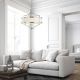 Candelabre, Lustre - Lustra suspendata din metal cromat si tesatura crem Stesso M