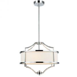 Candelabre, Lustre - Lustra suspendata din metal cromat si tesatura crem Stesso S