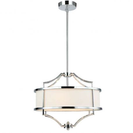 Candelabre, Lustre - Lustra suspendata din metal cromat si tesatura crem Stesso S
