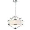 Lustra suspendata din metal cromat si tesatura crem Stesso S